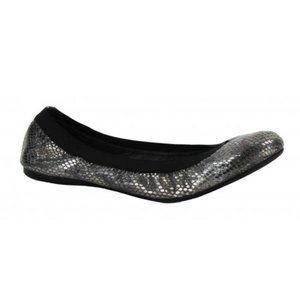 Stuart Weitzman Gunmetal Lastikon Ballet Snakeskin